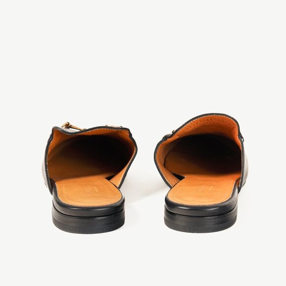 Gucci Princetown Gold Horsebit Black Leather Slipper Mule - Picture 3 of 10